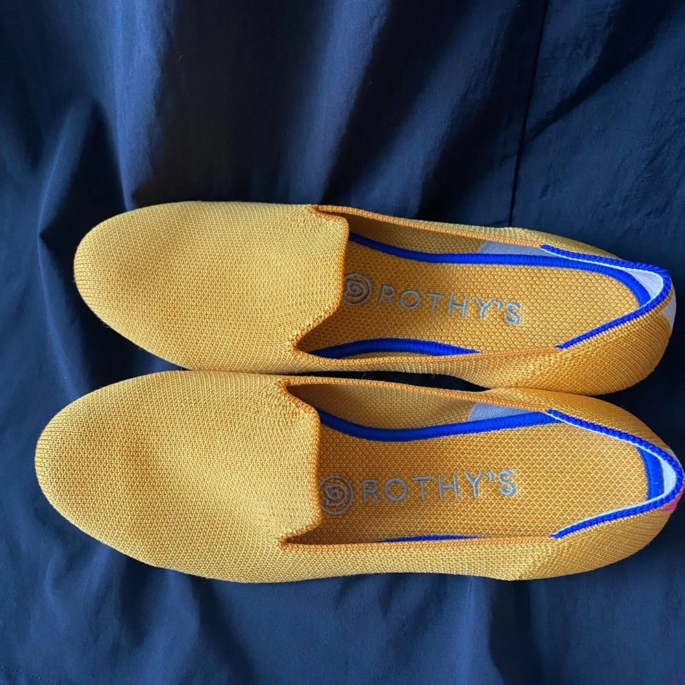 Rothys Lemon Drop 6.5 Retired Color Lemonade Flats Slip On Washable Yellow Pink - Picture 3 of 9